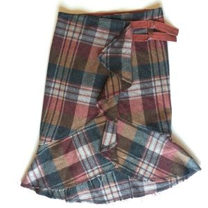 Free People Wrap Skirt Plaid Wool Viscose Size 4
